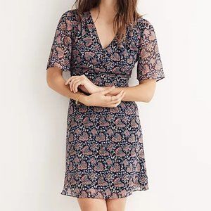 Madewell Orchard Flutter-Sleeve Dress in Fan Floral Mix size 6